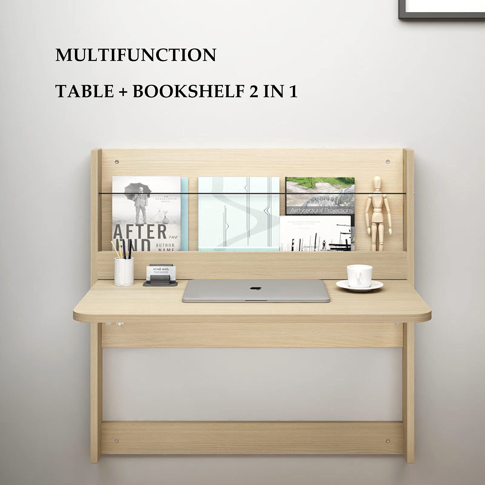 Amazon｜壁掛け折りたたみテーブル、壁折りたたみデスク本棚、2-in-1